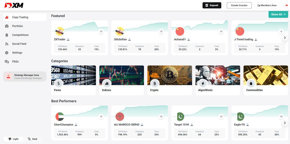 หน้า xm copy trading